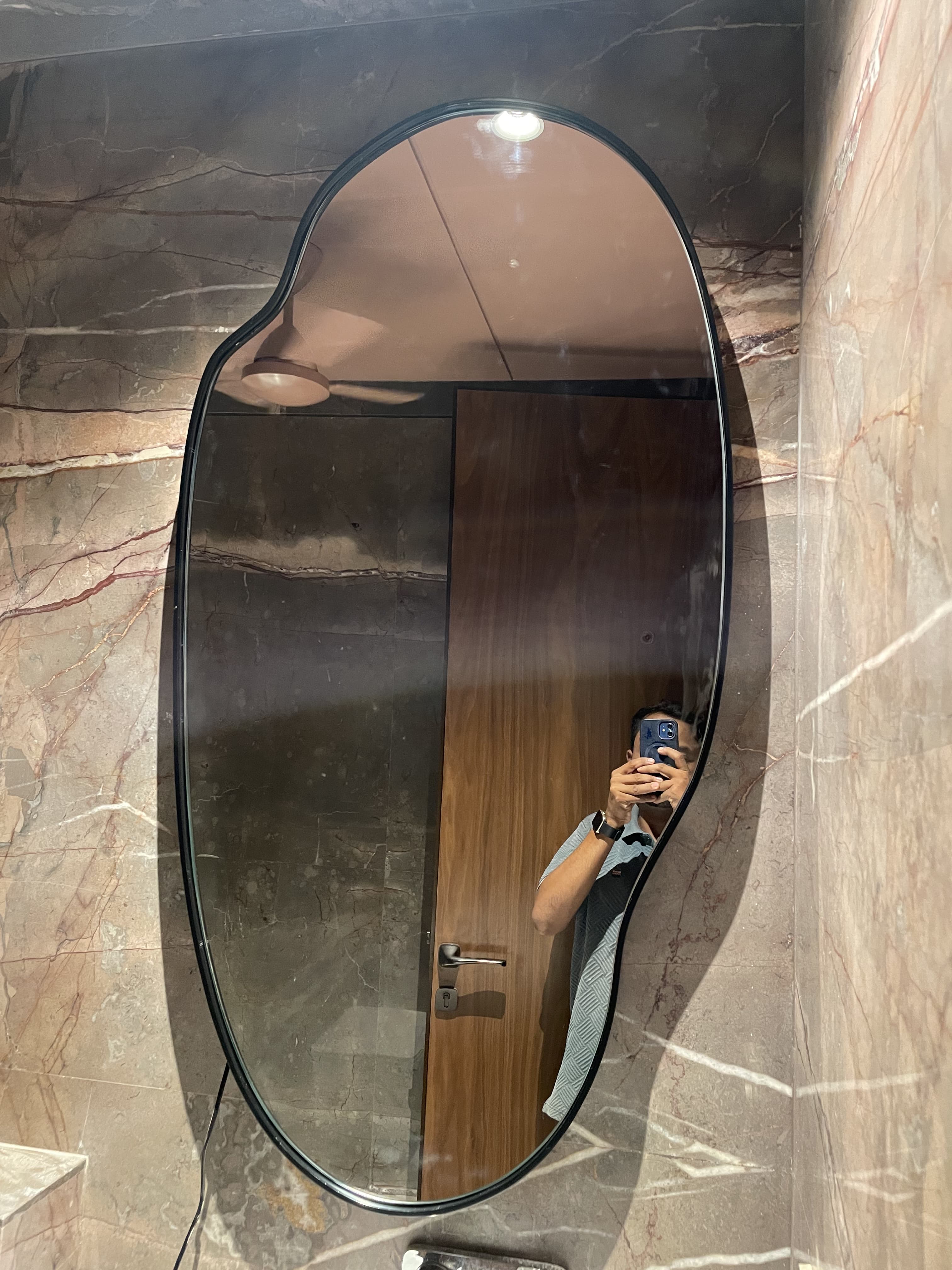 Solid metal frame mirror